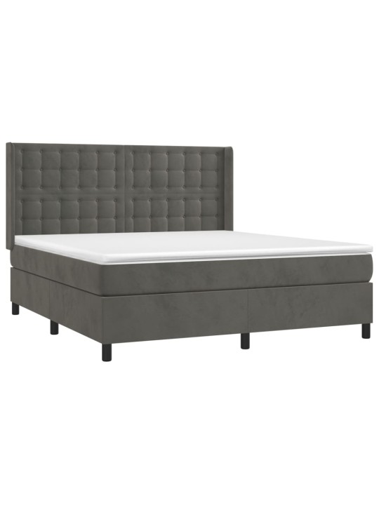 Box spring postel s matrací tmavě šedá 160x200 cm samet