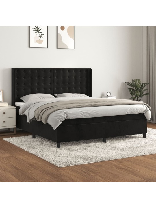 Box spring postel s matrací černá 160x200 cm samet