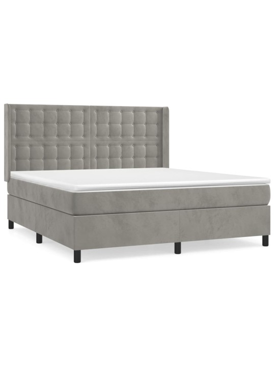 Box spring postel s matrací světle šedá 180x200 cm samet