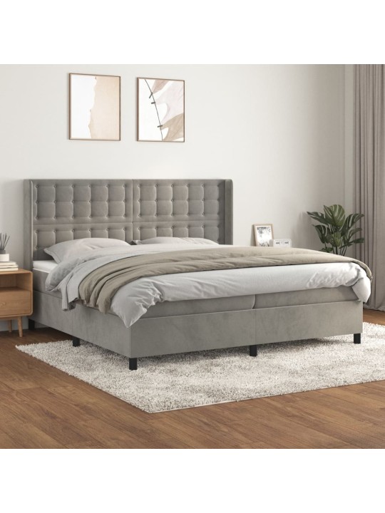 Box spring postel s matrací světle šedá 200x200 cm samet