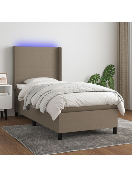 Box spring postel s matrací a led taupe 80 x 200 cm textil
