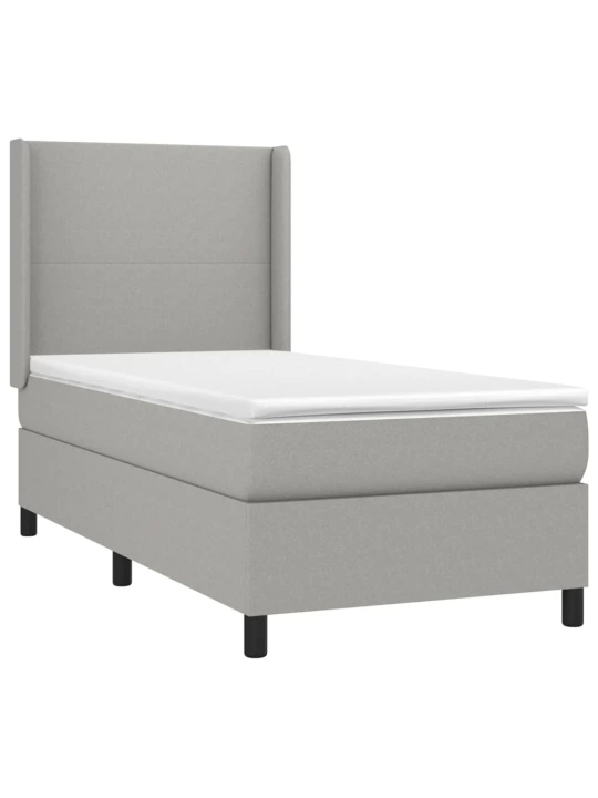 Box spring postel s matrací a LED světle šedá 90x190 cm textil