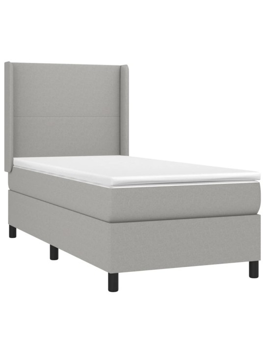 Box spring postel s matrací a LED světle šedá 100x200 cm textil