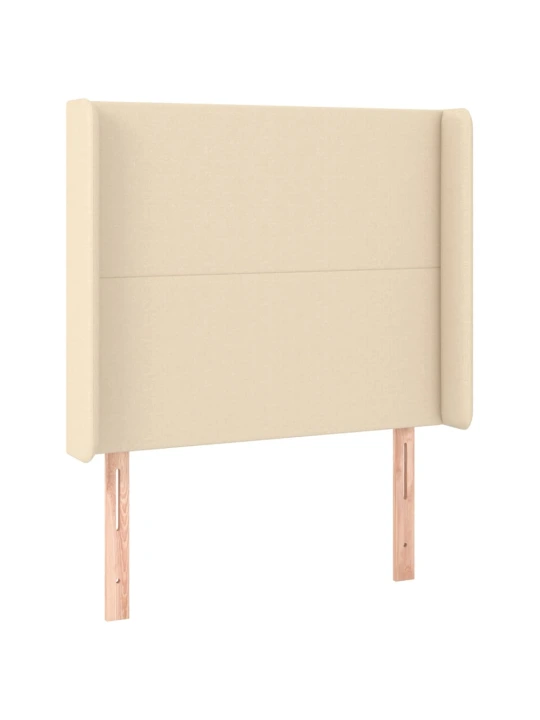 Box spring postel s matrací a LED krémová 100x200 cm textil