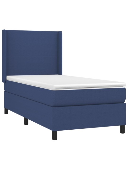 Box spring postel s matrací a LED modrá 100x200 cm textil