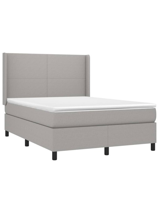 Box spring postel s matrací a LED světle šedá 140x190 cm textil