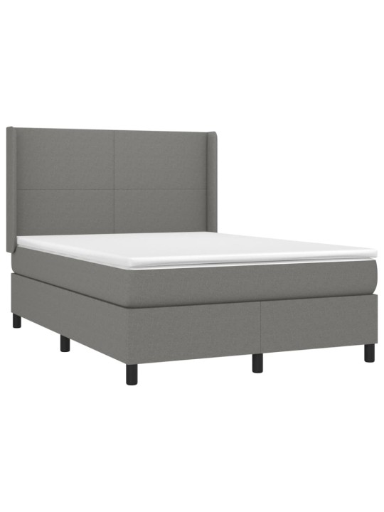 Box spring postel s matrací a LED tmavě šedá 140x190 cm textil