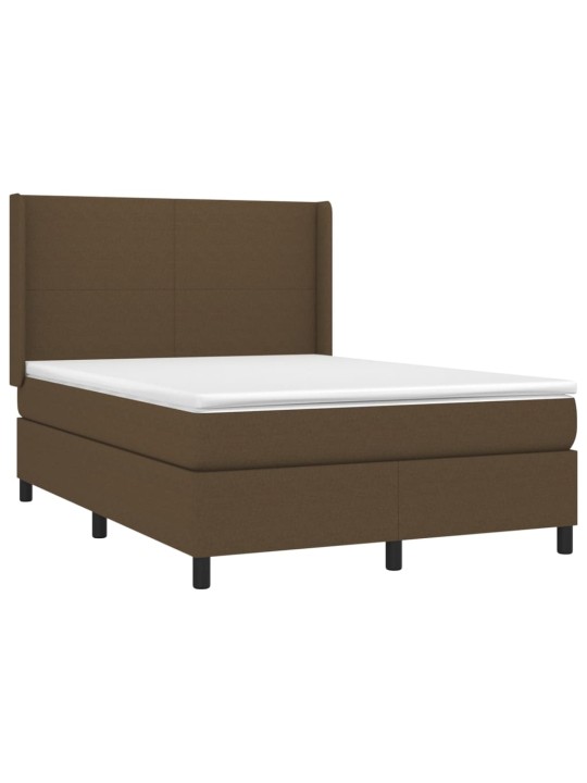 Box spring postel s matrací a led tmavě hnědá 140x190 cm textil