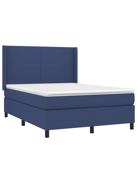 Box spring postel s matrací a led modrá 140x190 cm textil