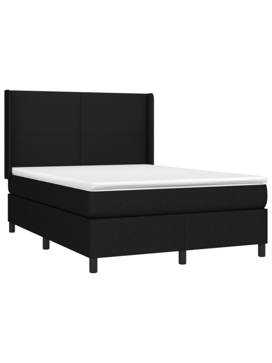 Box spring postel s matrací a LED černá 140x200 cm textil