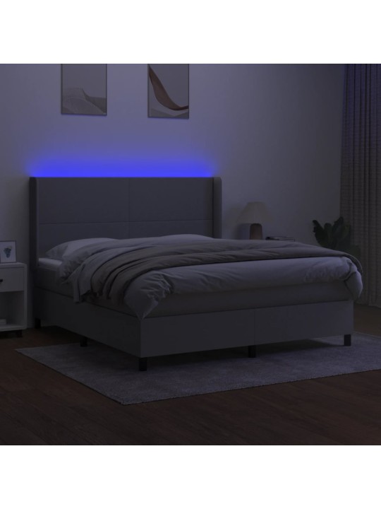 Box spring postel s matrací a LED světle šedá 160x200 cm textil