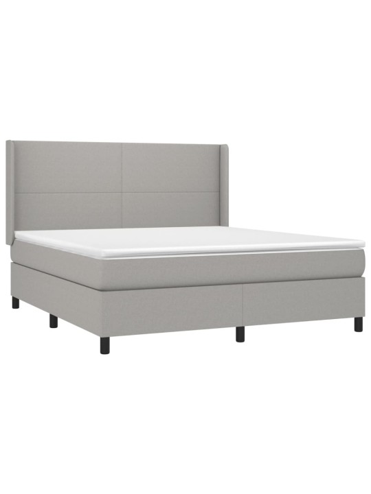 Box spring postel s matrací a LED světle šedá 160x200 cm textil