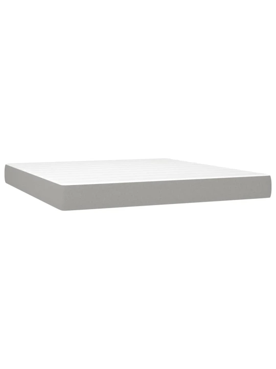 Box spring postel s matrací a LED světle šedá 160x200 cm textil
