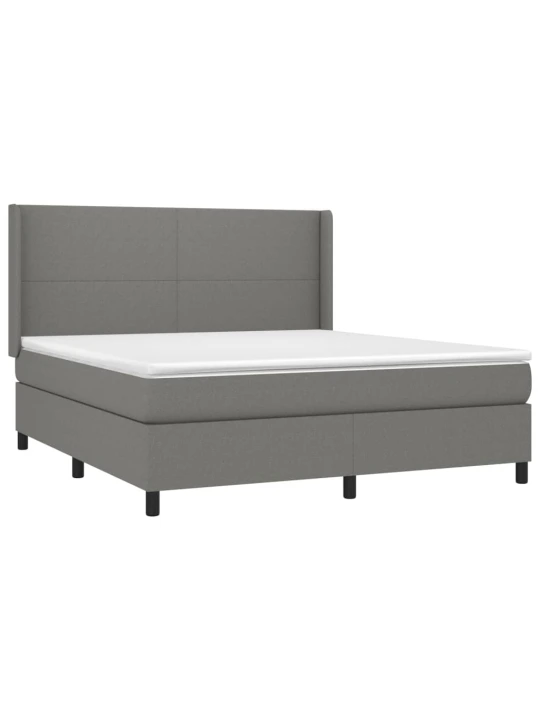 Box spring postel s matrací a LED tmavě šedá 160x200 cm textil