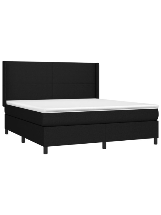 Box spring postel s matrací a LED černá 160x200 cm textil