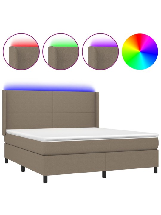 Box spring postel s matrací a LED taupe 160x200 cm textil