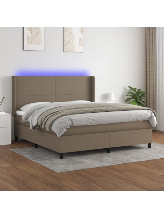 Box spring postel s matrací a LED taupe 160x200 cm textil