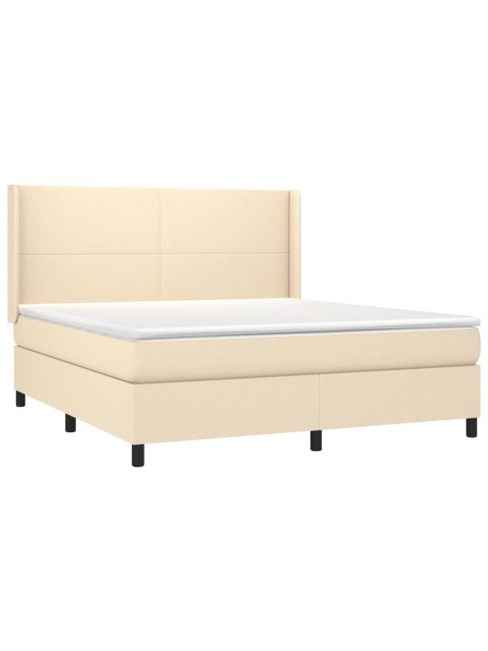 Box spring postel s matrací a led krémová 160x200 cm textil