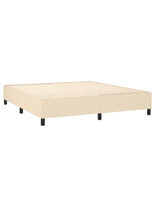 Box spring postel s matrací a led krémová 160x200 cm textil