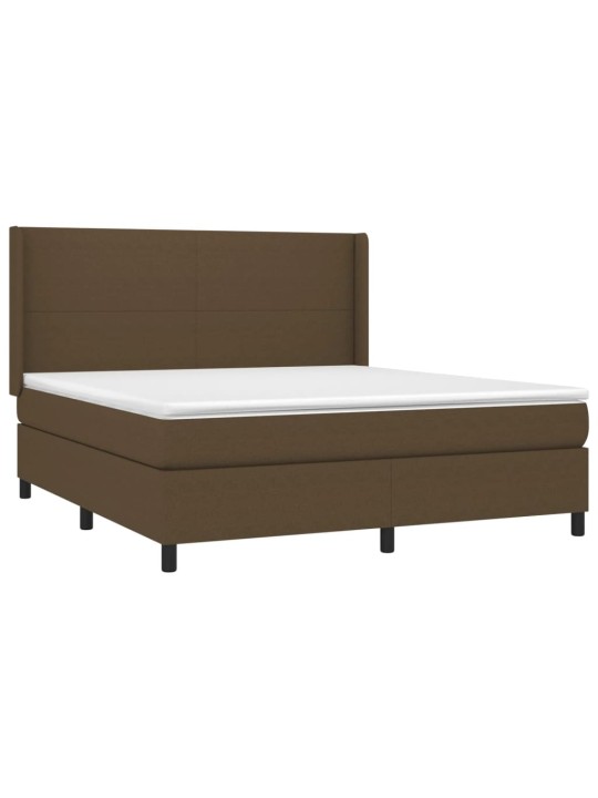 Box spring postel s matrací a LED tmavě hnědá 180x200 cm textil