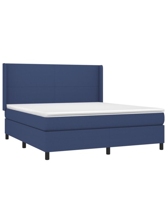 Box spring postel s matrací a LED modrá 180x200 cm textil