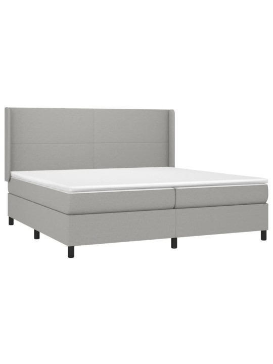 Box spring postel s matrací a LED světle šedá 200x200 cm textil