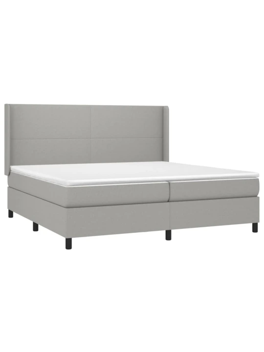 Box spring postel s matrací a LED světle šedá 200x200 cm textil