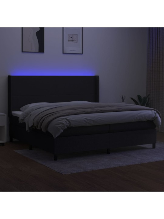 Box spring postel s matrací a LED černá 200x200 cm textil