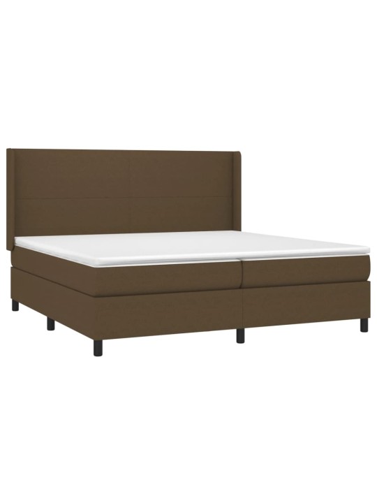 Box spring postel s matrací a led tmavě hnědá 200x200 cm textil