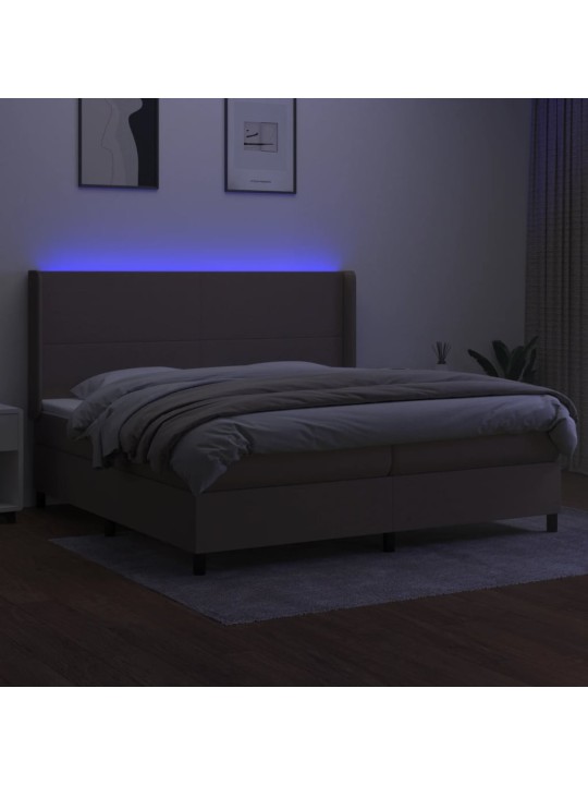 Box spring postel s matrací a led taupe 200x200 cm textil