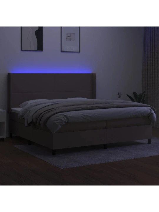 Box spring postel s matrací a led taupe 200x200 cm textil