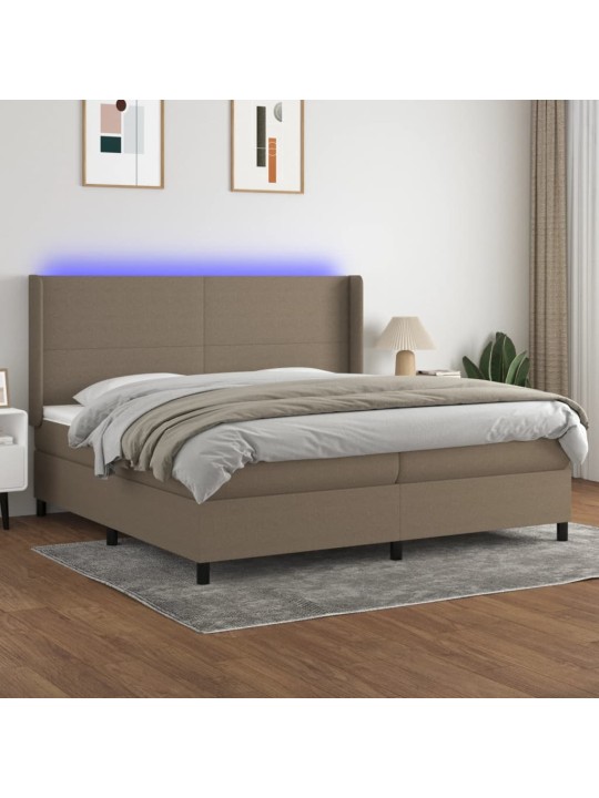 Box spring postel s matrací a led taupe 200x200 cm textil