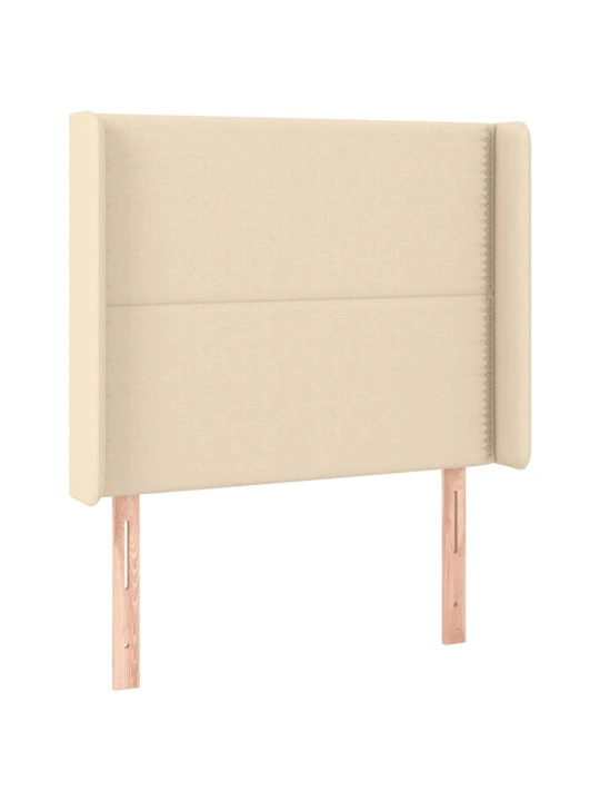 Box spring postel s matrací a LED krémová 90x190 cm textil