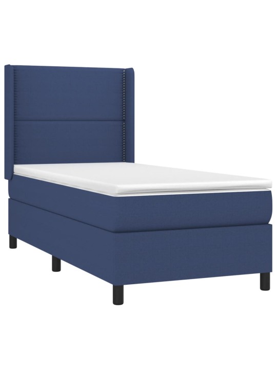 Box spring postel s matrací a LED modrá 90x190 cm textil