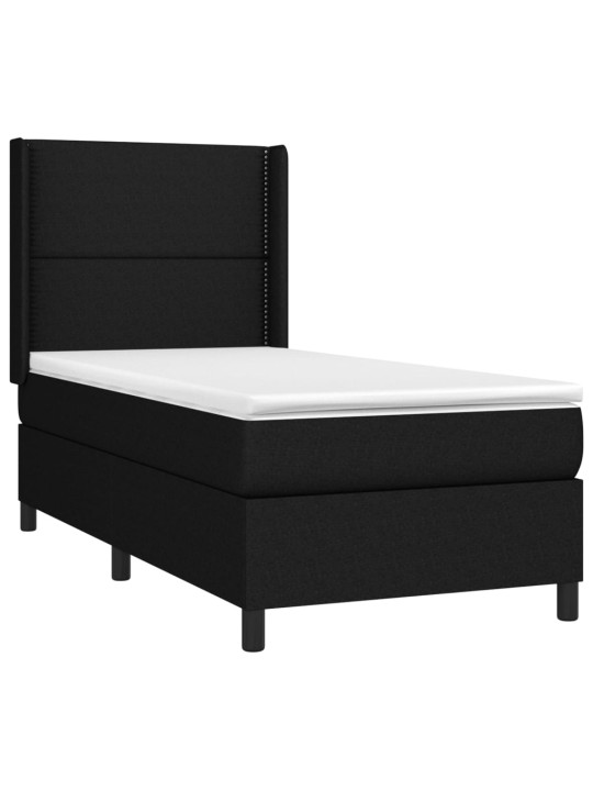 Box spring postel s matrací a LED černá 100x200 cm textil