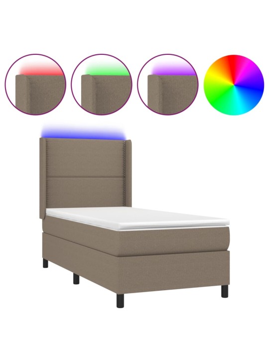 Box spring postel s matrací a LED taupe 100x200 cm textil