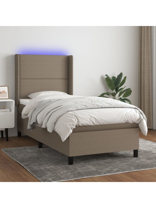 Box spring postel s matrací a LED taupe 100x200 cm textil