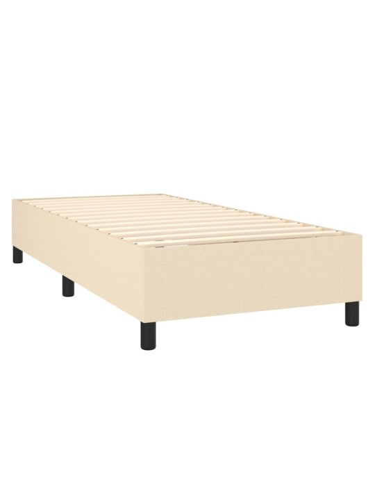 Box spring postel s matrací a LED krémová 100x200 cm textil