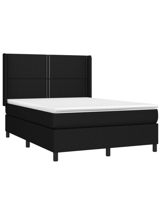 Box spring postel s matrací a LED černá 140x190 cm textil