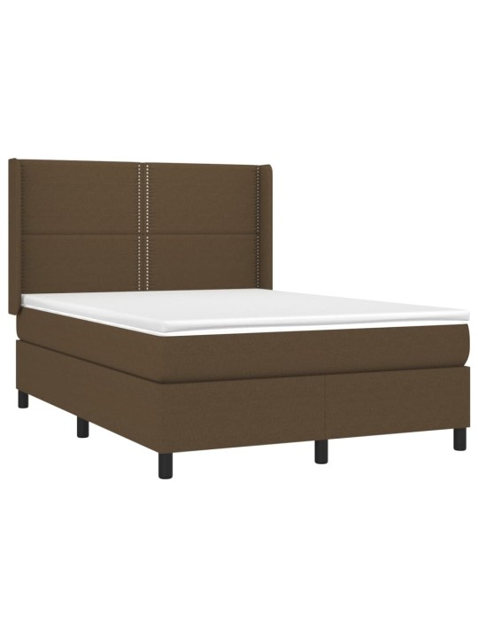 Box spring postel s matrací a LED tmavě hnědá 140x190 cm textil