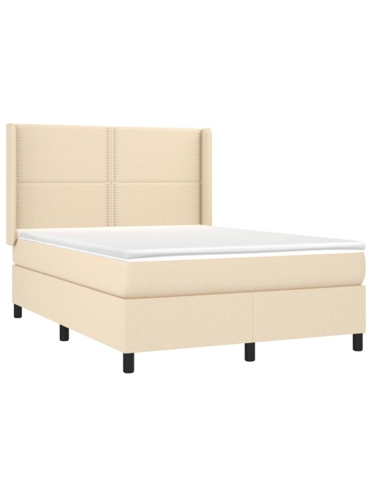 Box spring postel s matrací a LED krémová 140x190 cm textil