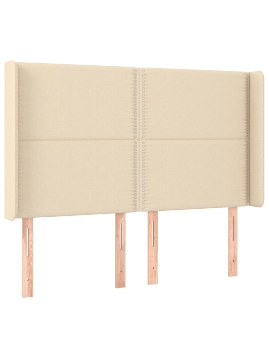 Box spring postel s matrací a LED krémová 140x190 cm textil