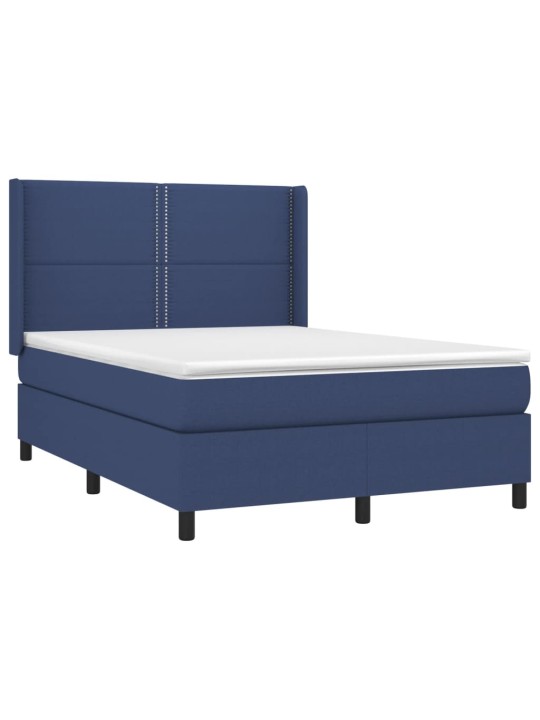 Box spring postel s matrací a LED modrá 140x190 cm textil