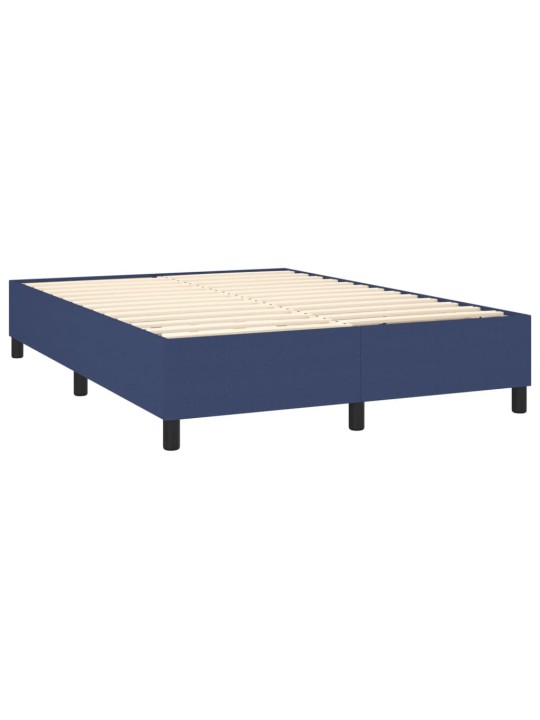 Box spring postel s matrací a LED modrá 140x190 cm textil
