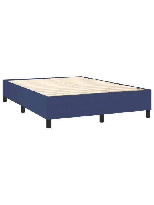 Box spring postel s matrací a LED modrá 140x190 cm textil