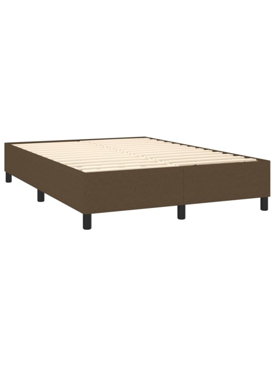 Box spring postel s matrací a LED tmavě hnědá 140x200 cm textil