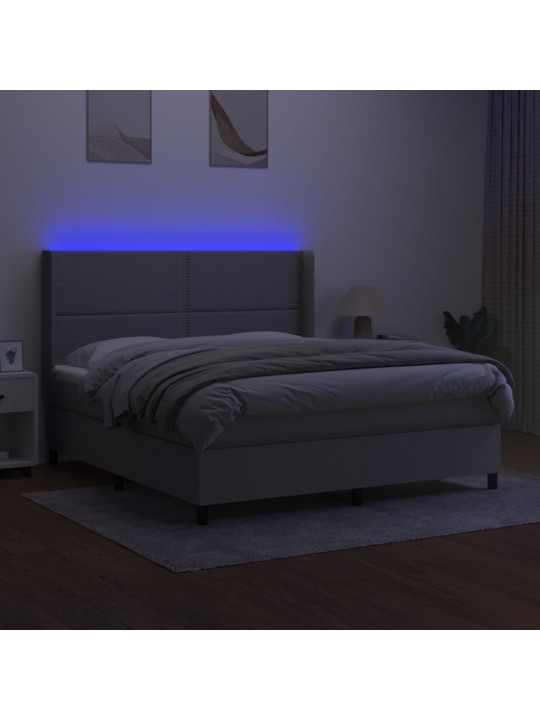 Box spring postel s matrací a LED světle šedá 160x200 cm textil