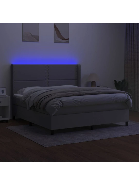 Box spring postel s matrací a LED světle šedá 160x200 cm textil