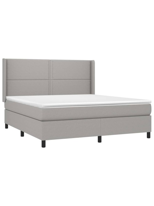 Box spring postel s matrací a LED světle šedá 160x200 cm textil