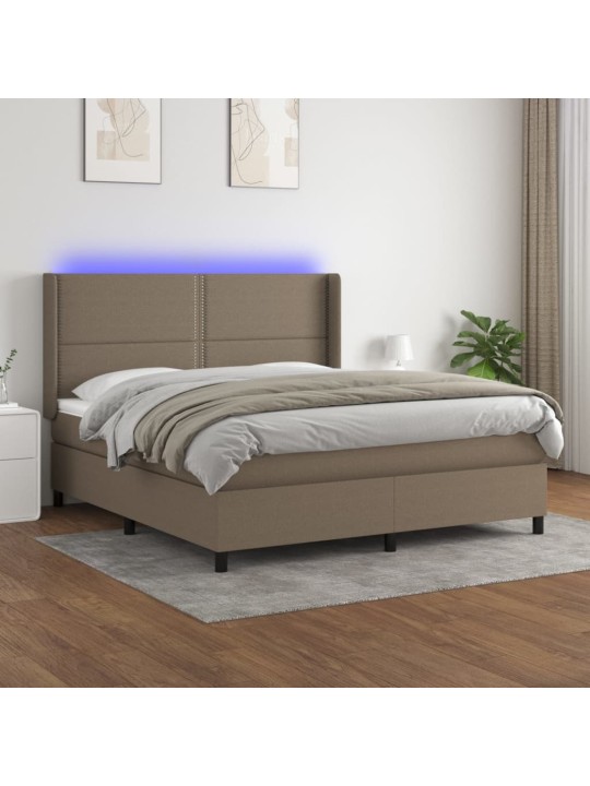 Box spring postel s matrací a led taupe 160x200 cm textil